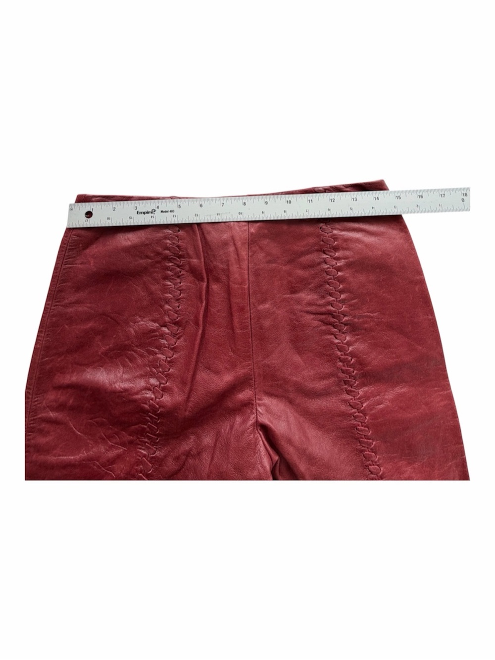 Vintage Parallel Red Patina Leather Pants Y2K Straight Leg Pants Size 4 - Picture 15 of 16